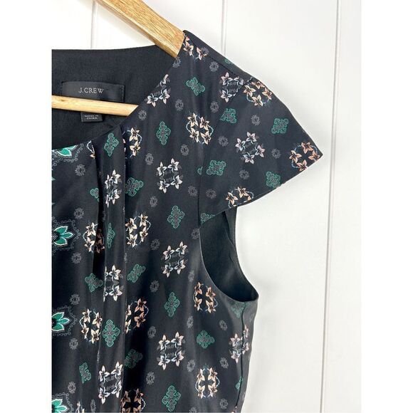J. Crew J Crew Silk Cap Sleeve Dress in Mirrored Floral - Size 2 - Black Multi - Picture 5 of 9